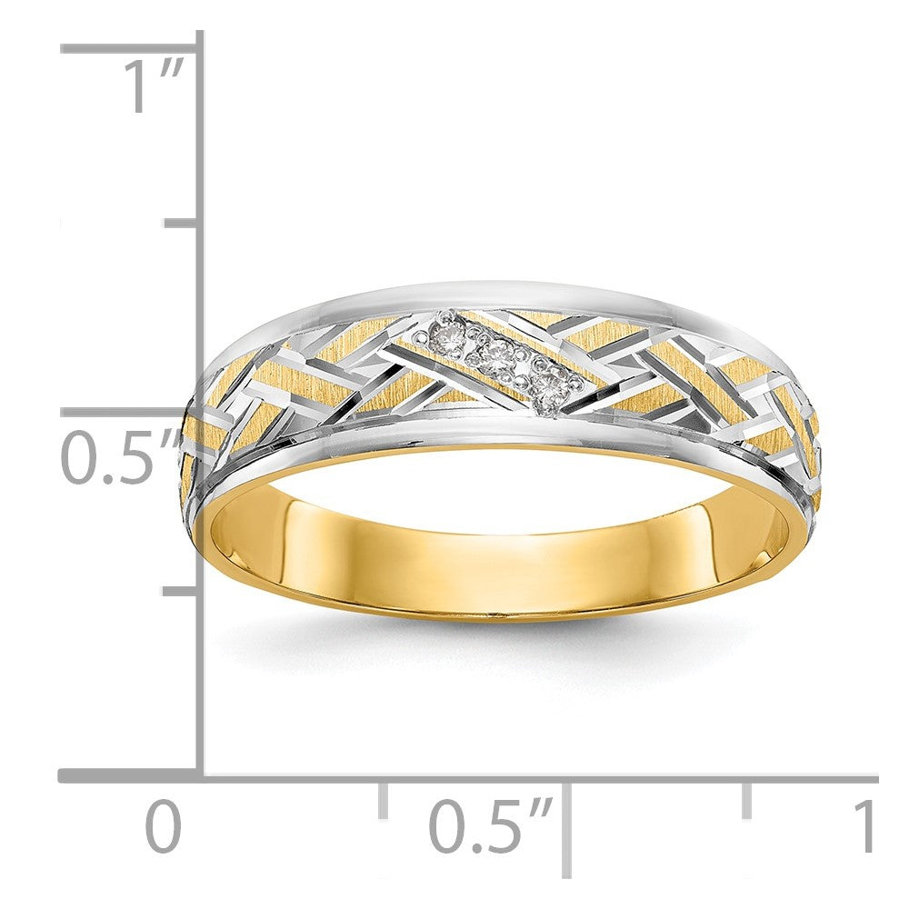 14K Gelbgold und Rhodium Aa Qualität.03 Karat Diamant Trio Herren Komplett Ehering