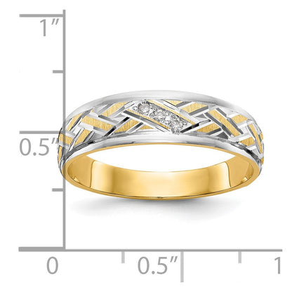 14K Gelbgold und Rhodium Aa Qualität.03 Karat Diamant Trio Herren Komplett Ehering