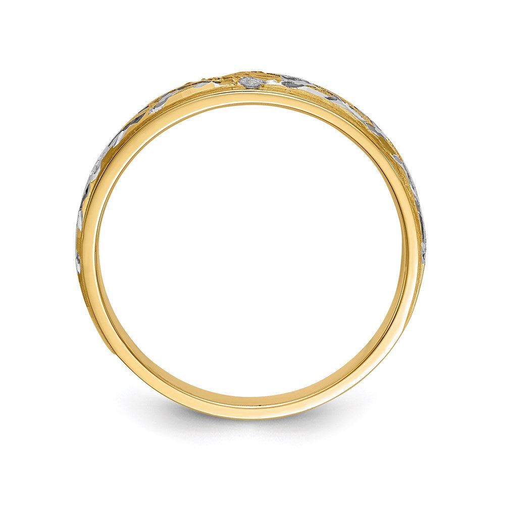 14K Gelbgold und Rhodium Aa Qualität.02 Karat Diamant Trio Damen Komplett Ehering