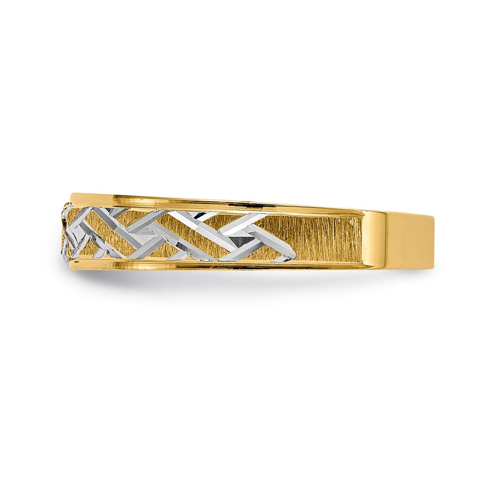 14K Gelbgold und Rhodium Aa Qualität.02 Karat Diamant Trio Damen Komplett Ehering