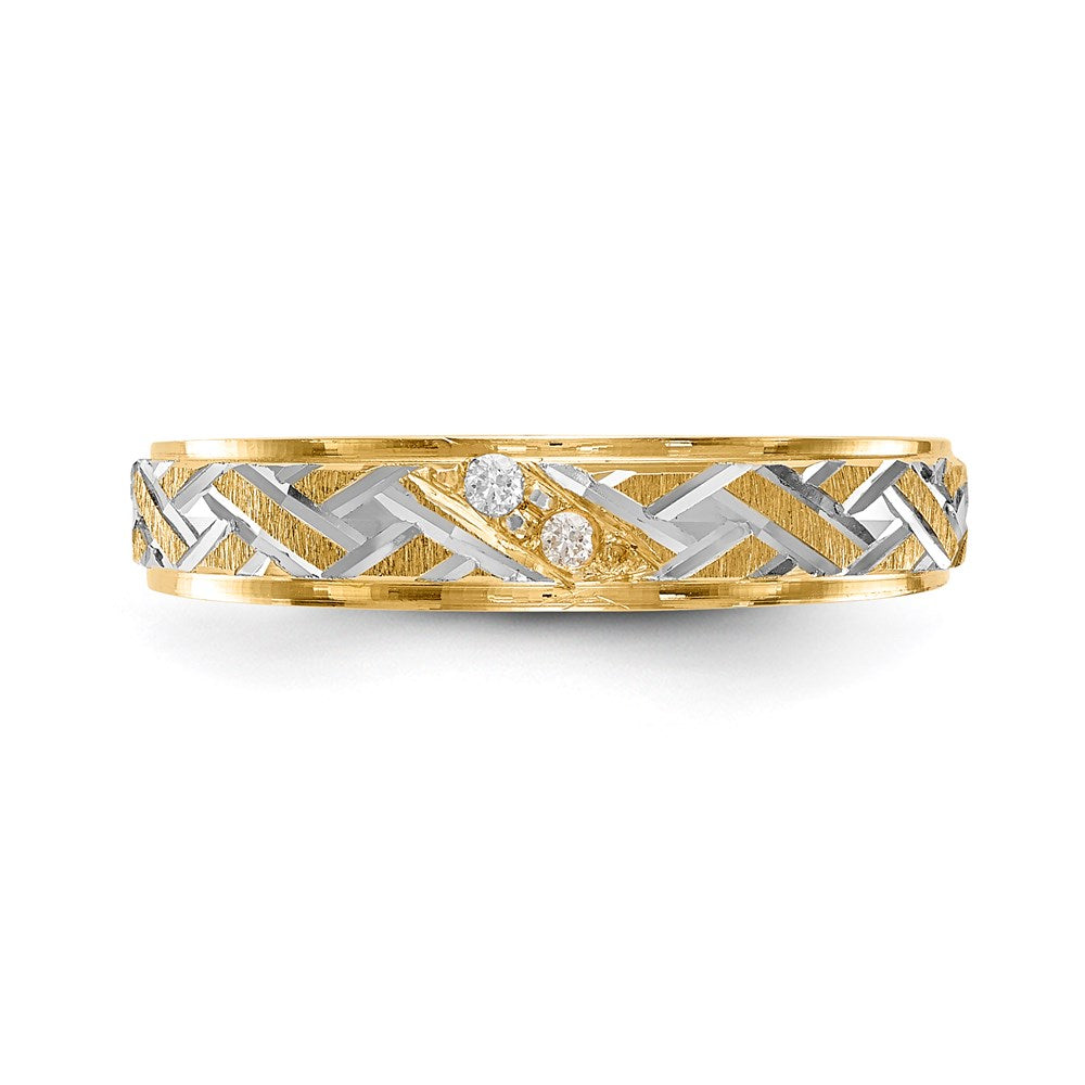 14K Gelbgold und Rhodium Aa Qualität.02 Karat Diamant Trio Damen Komplett Ehering