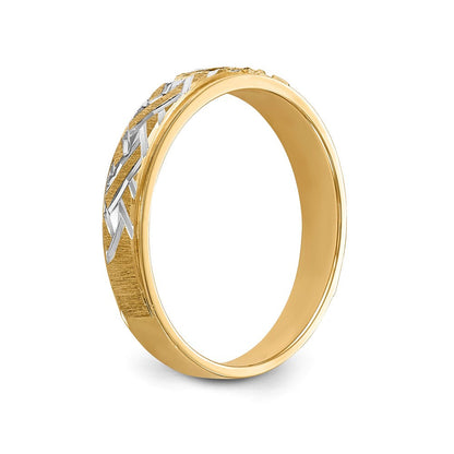 14K Gelbgold und Rhodium Aa Qualität.02 Karat Diamant Trio Damen Komplett Ehering