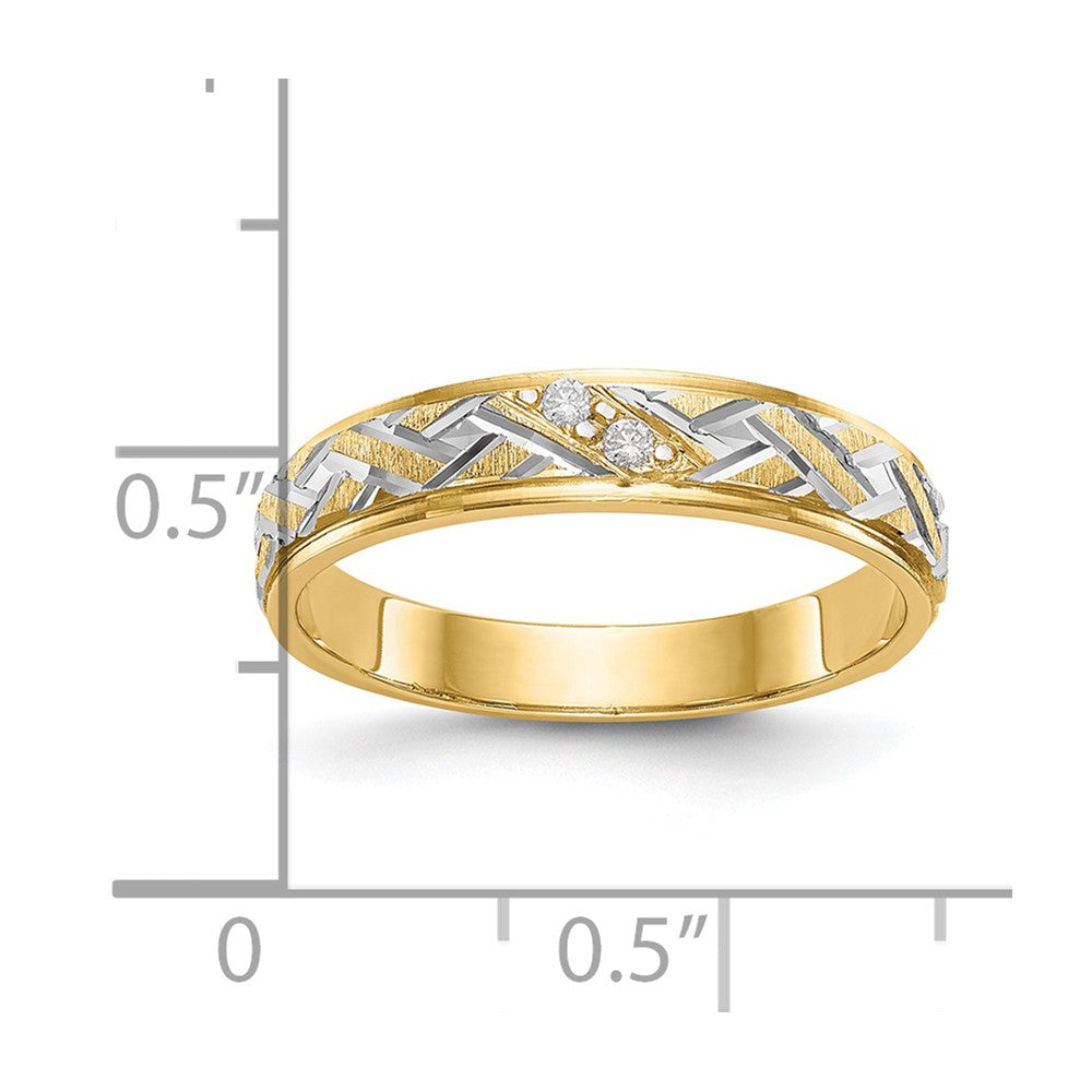 14K Gelbgold und Rhodium Aa Qualität.02 Karat Diamant Trio Damen Komplett Ehering