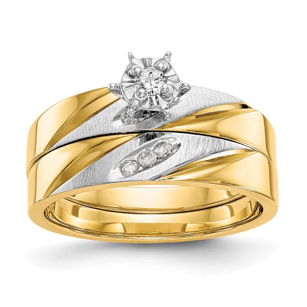 14K Gelbgold AA-Qualität Trio-Verlobungsring