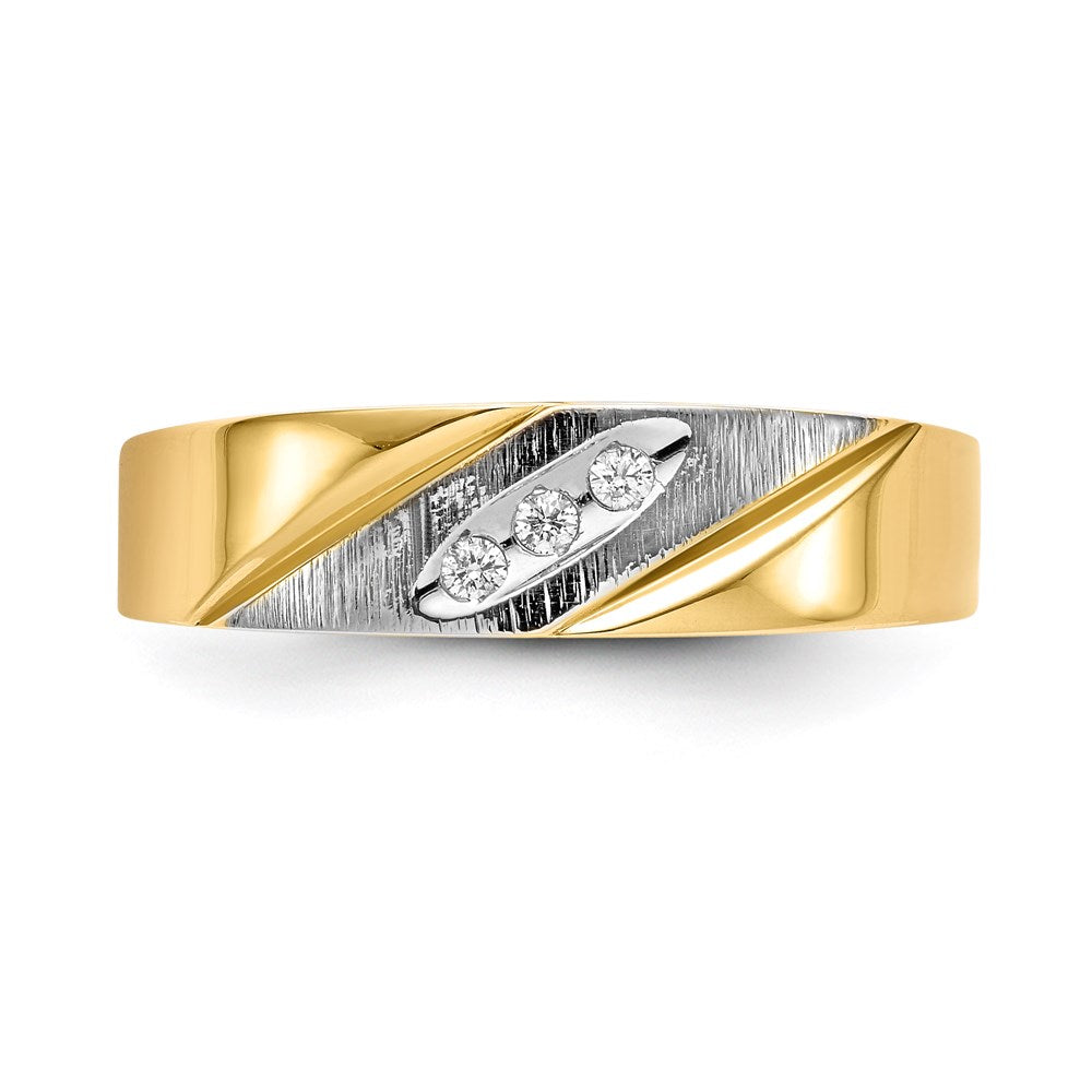 14K Gelb & Rhodium und Aa Qualität 1/20 Karat Diamant Trio Herren Komplett Ehering