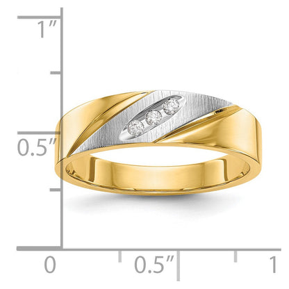14K Gelb & Rhodium und Aa Qualität 1/20 Karat Diamant Trio Herren Komplett Ehering