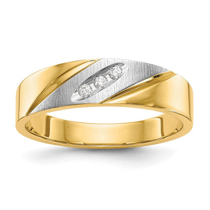 14K Gelb & Rhodium und Aa Qualität 1/20 Karat Diamant Trio Herren Komplett Ehering