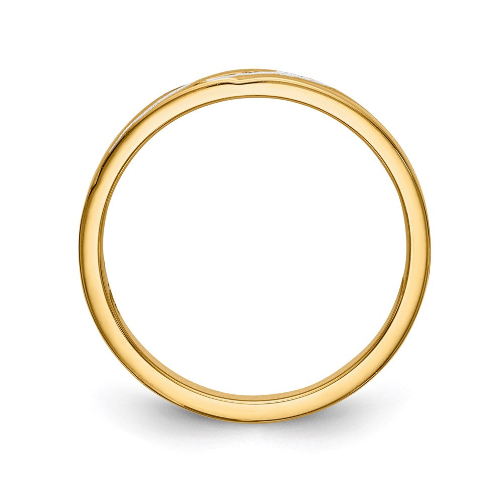14K Gelbgold und Rhodium Aa Qualität.03 Karat Diamant Trio Damen Komplett Ehering
