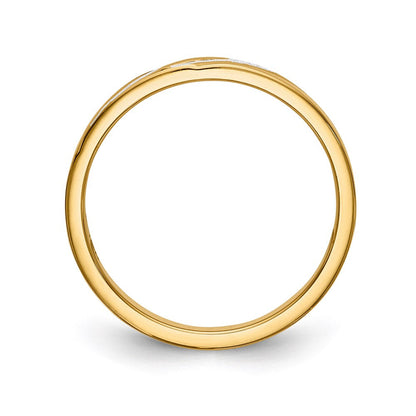14K Gelbgold und Rhodium Aa Qualität.03 Karat Diamant Trio Damen Komplett Ehering