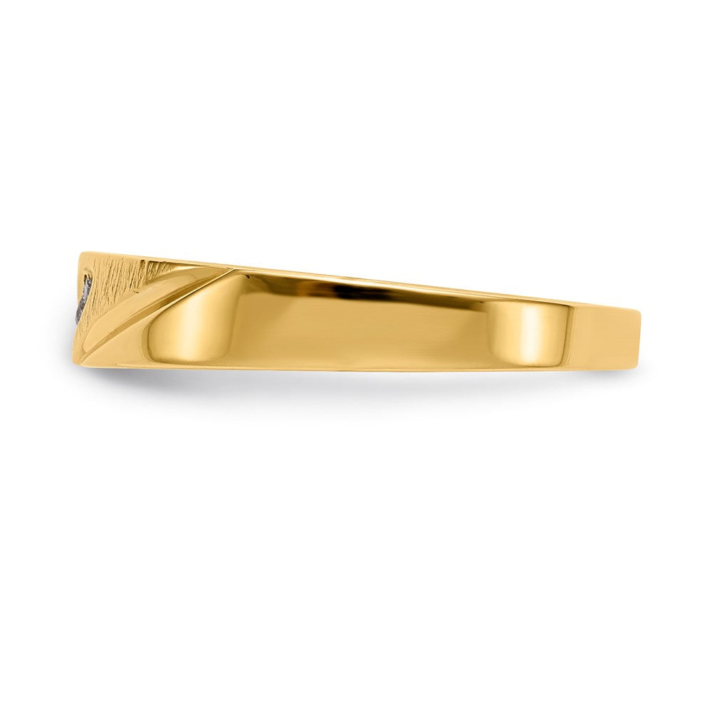 14K Gelbgold und Rhodium Aa Qualität.03 Karat Diamant Trio Damen Komplett Ehering