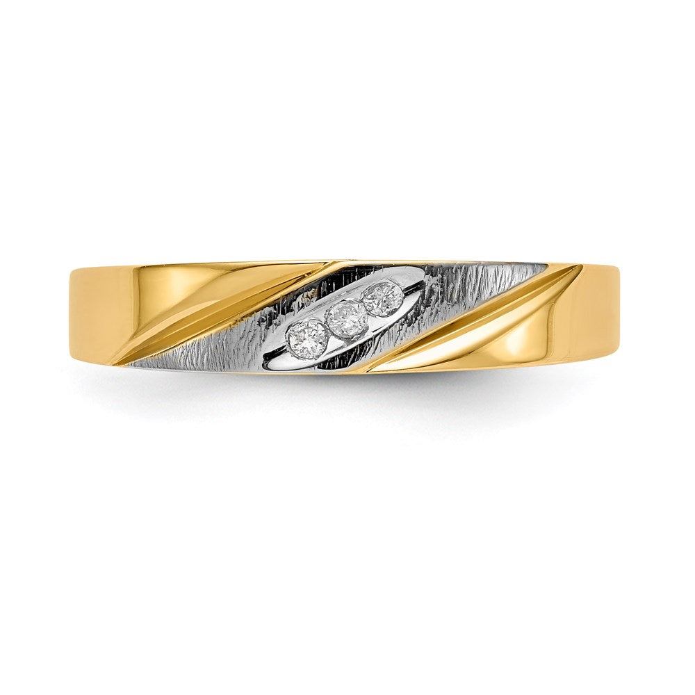 14K Gelbgold und Rhodium Aa Qualität.03 Karat Diamant Trio Damen Komplett Ehering