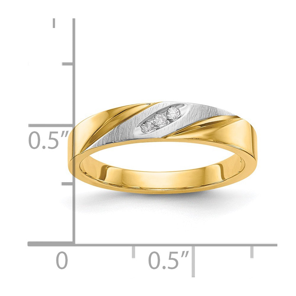 14K Gelbgold und Rhodium Aa Qualität.03 Karat Diamant Trio Damen Komplett Ehering