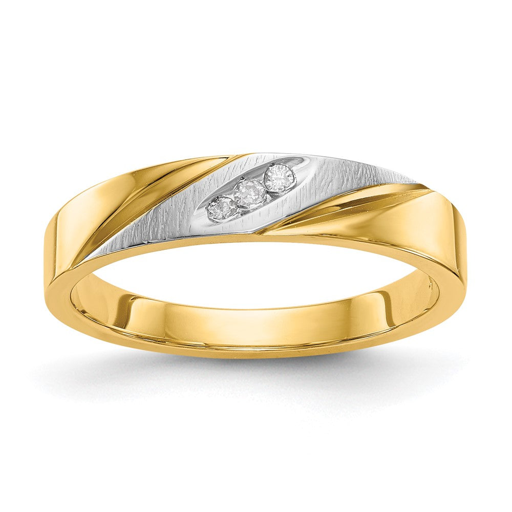 14K Gelbgold und Rhodium Aa Qualität.03 Karat Diamant Trio Damen Komplett Ehering