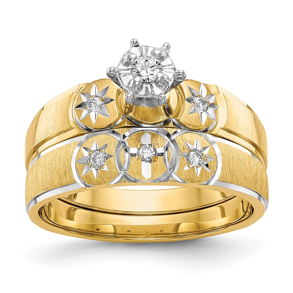 14K Gelbgold Trio-Verlobungsring AA-Qualität