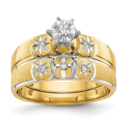 14K Gelbgold Trio-Verlobungsring AA-Qualität