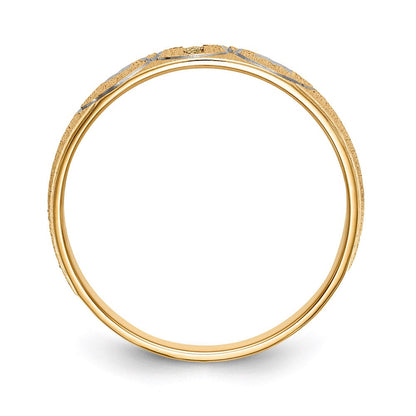 14K Gelbgold und Rhodium Aa Qualität.03 Karat Diamant Trio Herren Komplett Ehering mit Kreuz