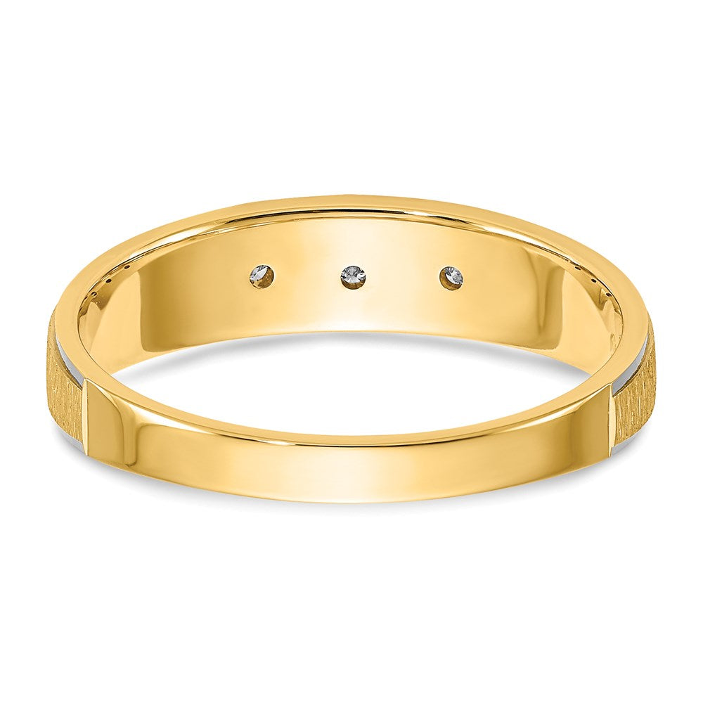 14K Gelbgold und Rhodium Aa Qualität.03 Karat Diamant Trio Damen Komplett Ehering mit Kreuz