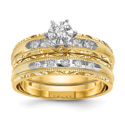 14K Gelbgold Verlobungsring-Trio, AA-Qualität
