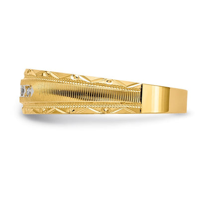 14K Gelbgold Aa Qualität 1/20 Karat Diamant Trio Herren Komplett Ehering