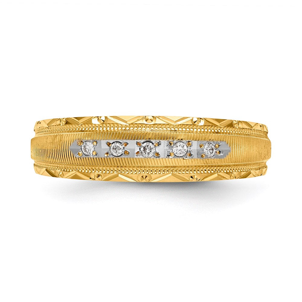 14K Gelbgold Aa Qualität 1/20 Karat Diamant Trio Herren Komplett Ehering