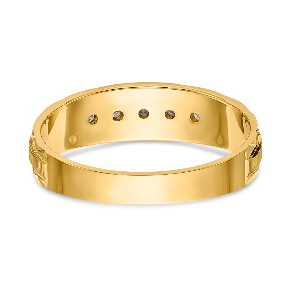 14K Gelbgold Aa Qualität 1/20 Karat Diamant Trio Herren Komplett Ehering