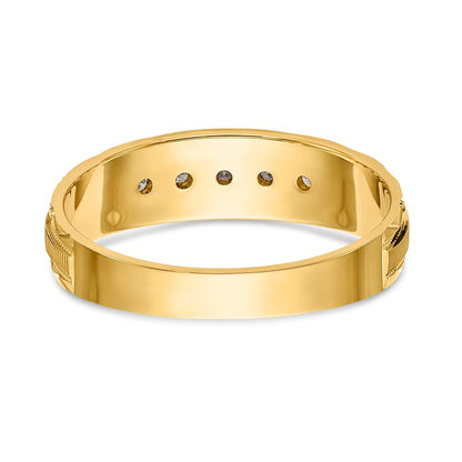 14K Gelbgold Aa Qualität 1/20 Karat Diamant Trio Herren Komplett Ehering