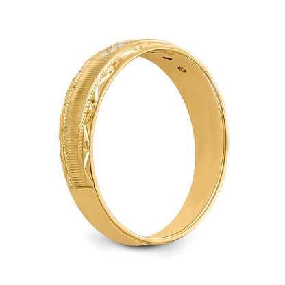 14K Gelbgold Aa Qualität 1/20 Karat Diamant Trio Herren Komplett Ehering