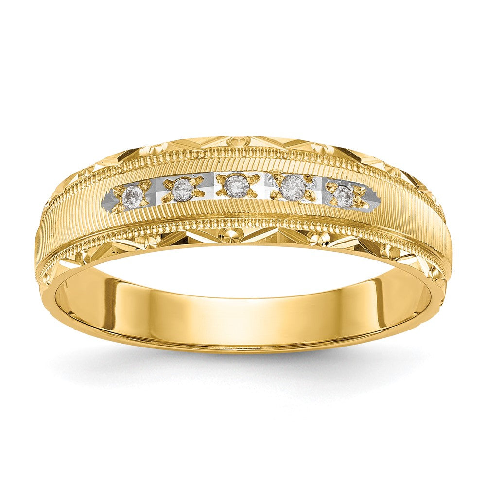 14K Gelbgold Aa Qualität 1/20 Karat Diamant Trio Herren Komplett Ehering