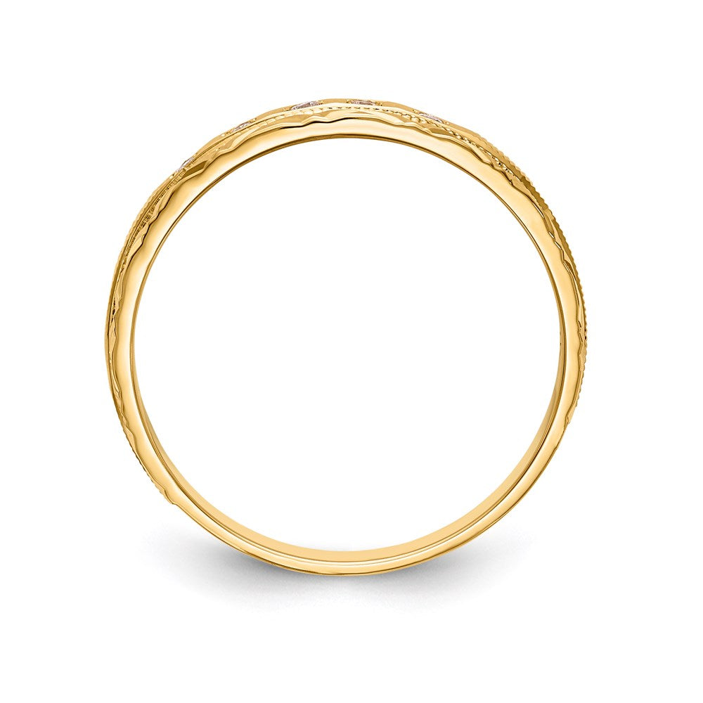 14K Gelbgold Aa Qualität 1/20 Karat Diamant Trio Damen Komplett Ehering