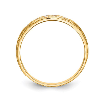 14K Gelbgold Aa Qualität 1/20 Karat Diamant Trio Damen Komplett Ehering
