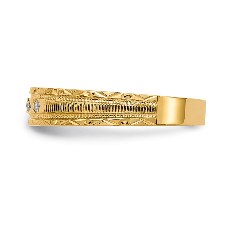14K Gelbgold Aa Qualität 1/20 Karat Diamant Trio Damen Komplett Ehering