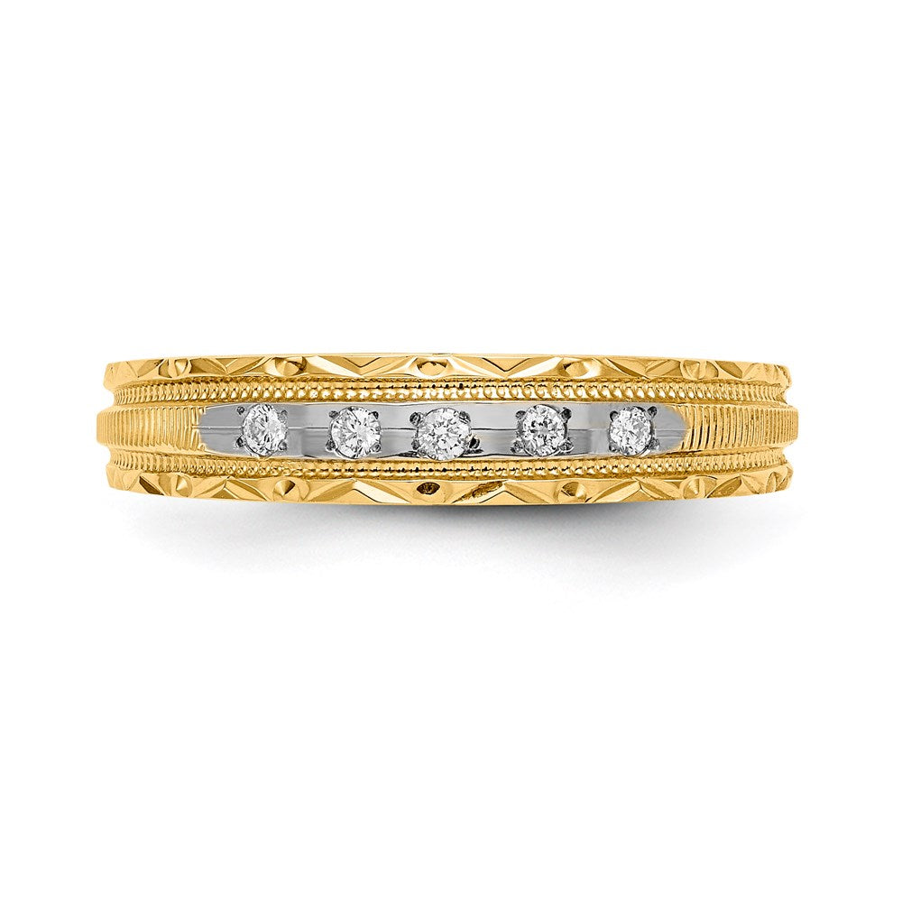 14K Gelbgold Aa Qualität 1/20 Karat Diamant Trio Damen Komplett Ehering