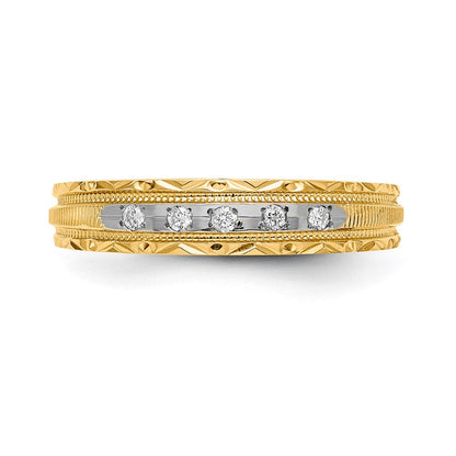 14K Gelbgold Aa Qualität 1/20 Karat Diamant Trio Damen Komplett Ehering