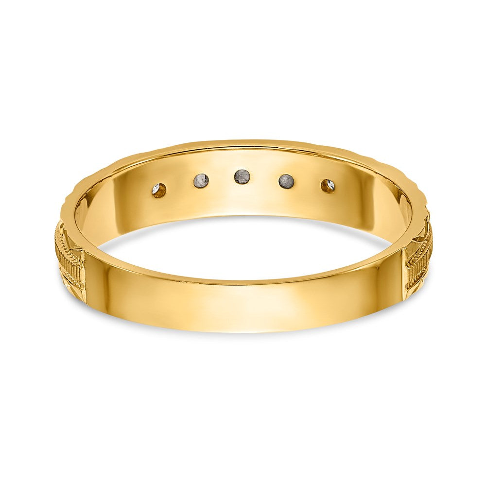 14K Gelbgold Aa Qualität 1/20 Karat Diamant Trio Damen Komplett Ehering