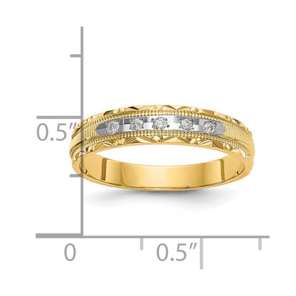 14K Gelbgold Aa Qualität 1/20 Karat Diamant Trio Damen Komplett Ehering