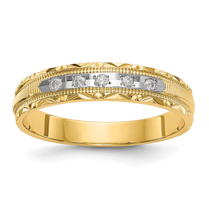 14K Gelbgold Aa Qualität 1/20 Karat Diamant Trio Damen Komplett Ehering