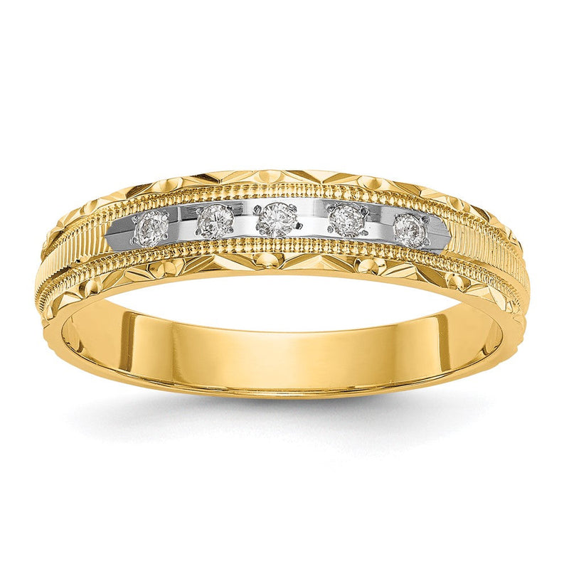 14K Gelbgold Aa Qualität 1/20 Karat Diamant Trio Damen Komplett Ehering
