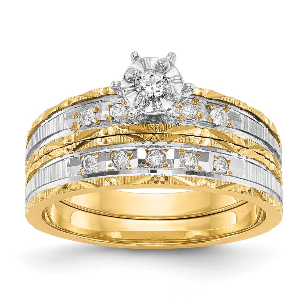 14K Gelbgold Verlobungsring-Trio in AA-Qualität