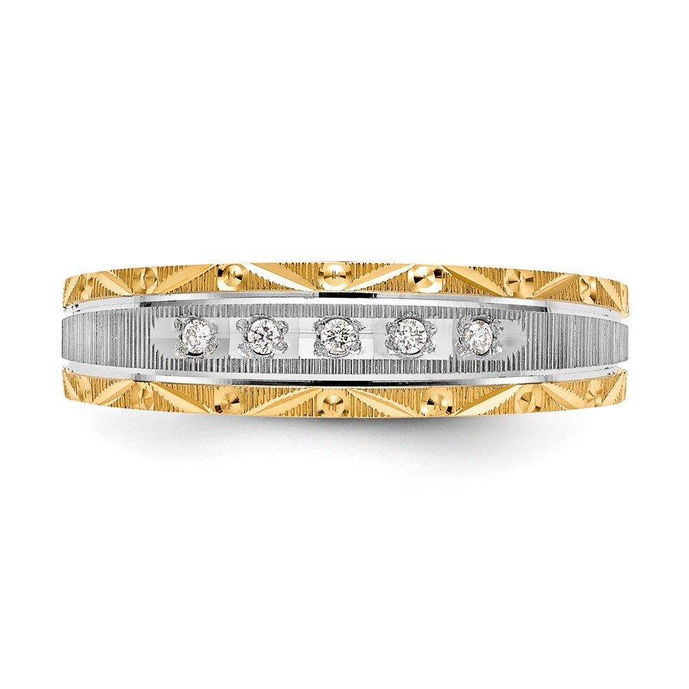 14K Gelbgold und Rhodium Aa Qualität 1/20 Karat Diamant Trio Herren Komplett Ehering