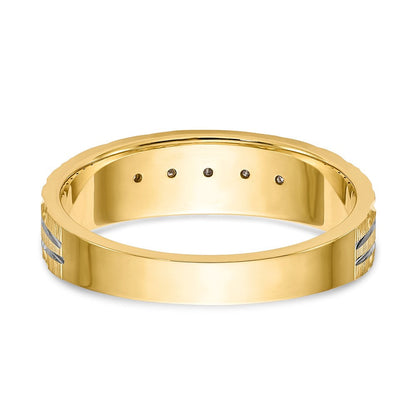 14K Gelbgold und Rhodium Aa Qualität 1/20 Karat Diamant Trio Herren Komplett Ehering