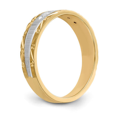 14K Gelbgold und Rhodium Aa Qualität 1/20 Karat Diamant Trio Herren Komplett Ehering
