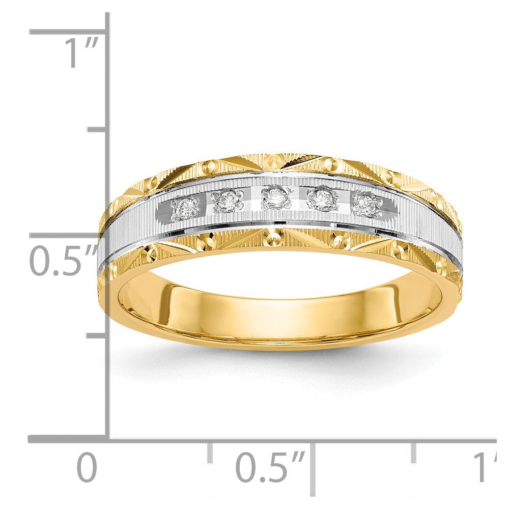 14K Gelbgold und Rhodium Aa Qualität 1/20 Karat Diamant Trio Herren Komplett Ehering
