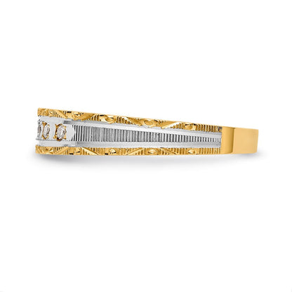 14K Gelbgold und Rhodium Aa Qualität 1/20 Karat Diamant Trio Damen Komplett Ehering