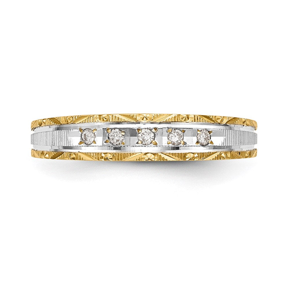 14K Gelbgold und Rhodium Aa Qualität 1/20 Karat Diamant Trio Damen Komplett Ehering