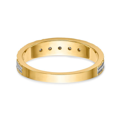 14K Gelbgold und Rhodium Aa Qualität 1/20 Karat Diamant Trio Damen Komplett Ehering