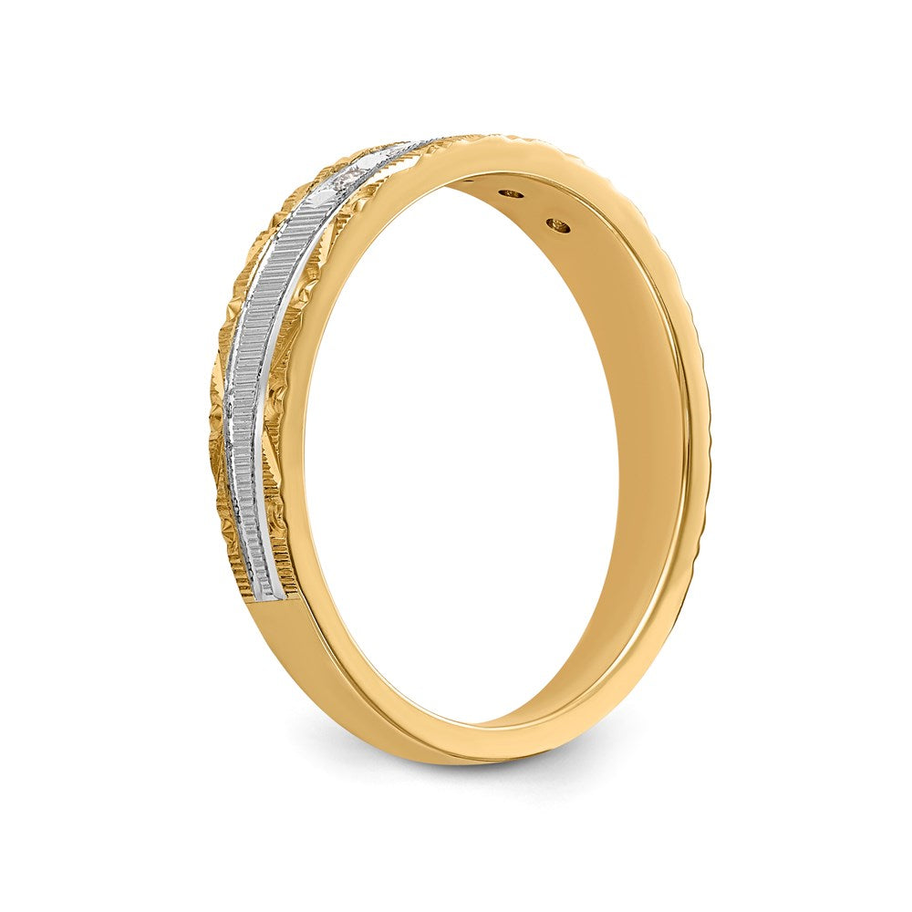 14K Gelbgold und Rhodium Aa Qualität 1/20 Karat Diamant Trio Damen Komplett Ehering