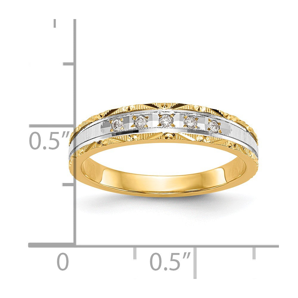 14K Gelbgold und Rhodium Aa Qualität 1/20 Karat Diamant Trio Damen Komplett Ehering