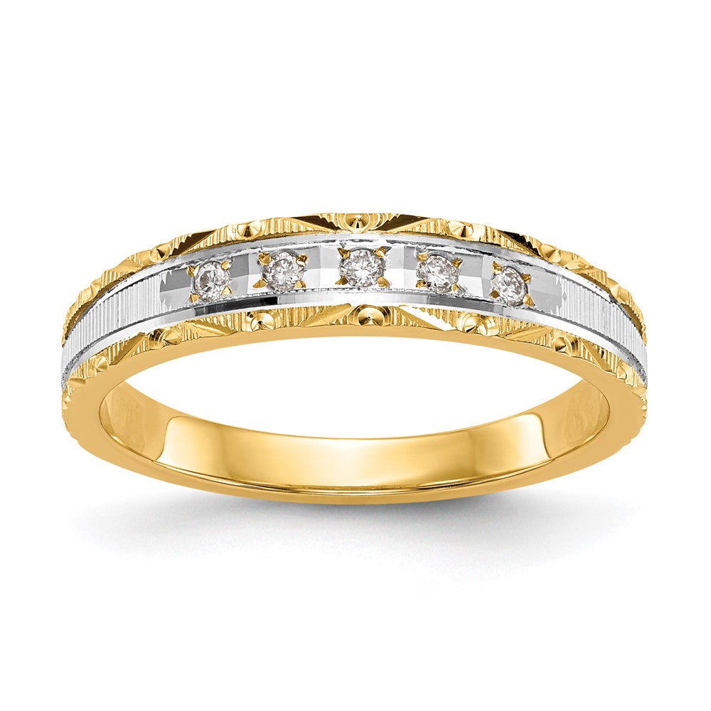 14K Gelbgold und Rhodium Aa Qualität 1/20 Karat Diamant Trio Damen Komplett Ehering