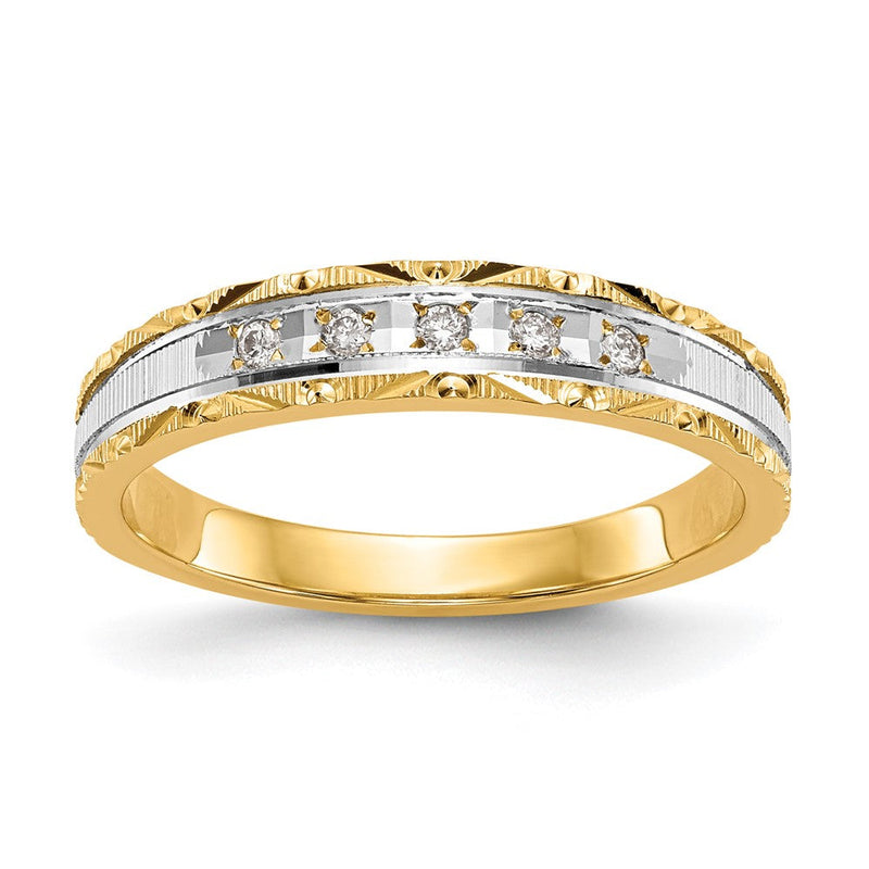 14K Gelbgold und Rhodium Aa Qualität 1/20 Karat Diamant Trio Damen Komplett Ehering