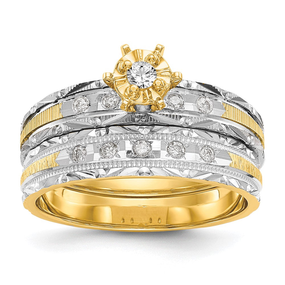 14K Gelbgold Trio-Verlobungsring in AA-Qualität